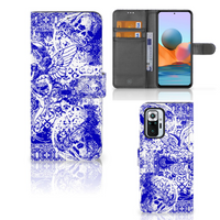 Telefoonhoesje met Naam Xiaomi Redmi Note 10 Pro Angel Skull Blauw