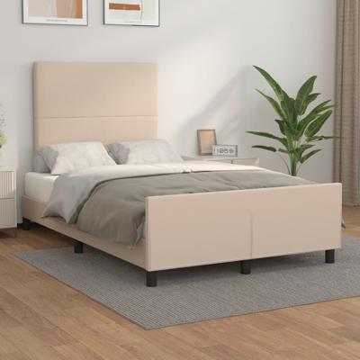 Bedframe met hoofdbord kunstleer cappuccinokleurig 120x200 cm