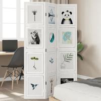 Kamerscherm met 3 panelen massief paulowniahout wit