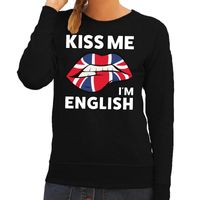 Kiss me I am English zwarte trui voor dames 2XL  - - thumbnail