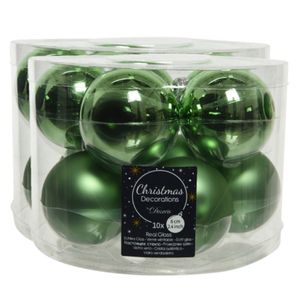 30x stuks glazen kerstballen groen 6 cm mat/glans