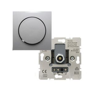 Berker S1 dimmer met draaiknop voor conventionele trafo's (20-500W) aluminium
