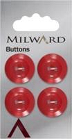 Milward Knoop Rood Met Opstaande Rand 19mm (4 stuks)