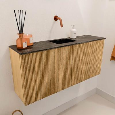 Toiletmeubel Mondiaz Joya Dlux | 90 cm | Meubelkleur Oak | Faye wastafel Lava Wasbak Midden | Zonder kraangat(en)