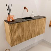 Toiletmeubel Mondiaz Joya Dlux | 90 cm | Meubelkleur Oak | Faye wastafel Lava Wasbak Midden | Zonder kraangat(en)