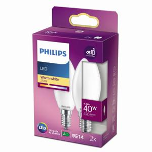 Philips Lichtbron kaars4,3W - E14 - 2700K - 470 lumen set van 2 wit - 929001345367
