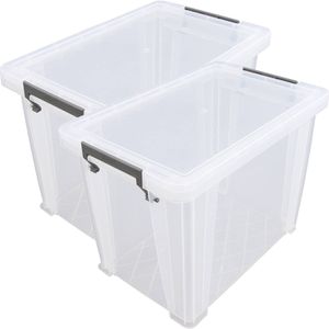 Allstore Opbergbox - 2x stuks - 18,5 liter - Transparant - 40 x 26 x 29 cm - Opbergbox