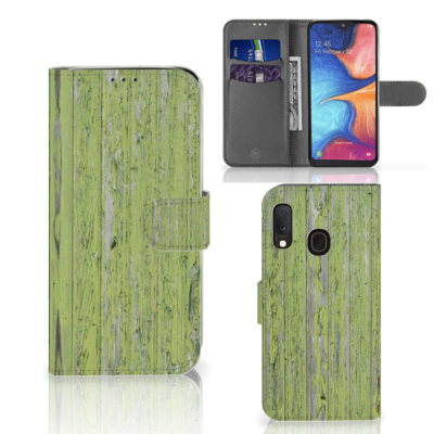 Samsung Galaxy A20e | Book Style Case | Green Wood