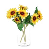 Kunstbloem Zonnebloem Helianthus - 3x - 37 cm - losse steel - kunst zijdebloem