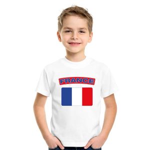 T-shirt met Franse vlag wit kinderen