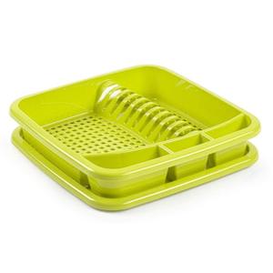 Plastic Forte Afdruiprek - met lekbak - lime groen - 39 x 39 cm - Afwasrek - Afdruiprekken