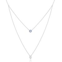 Elenza Dubbele Ketting in Zilver met Hamsa Hand en Zirkonia