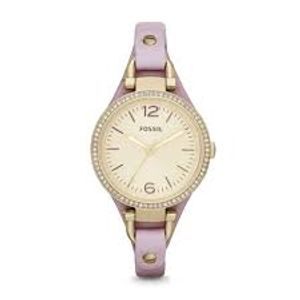 Horlogeband Fossil ES3469 / GEORGIA Onderliggend Leder Roze 8mm