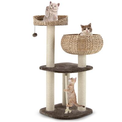 Kattenboom Toren Binnen Katten Activiteiten Boom met Gezellige Zitstokken Mand Bedden Bal Touw Krabpalen