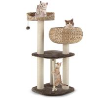 Kattenboom Toren Binnen Katten Activiteiten Boom met Gezellige Zitstokken Mand Bedden Bal Touw Krabpalen