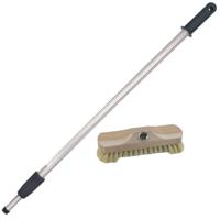 Sorex Houten schrobborstel - schrobber - Luiwagen - incl metalen telescoopsteel - zilver - 200 cm