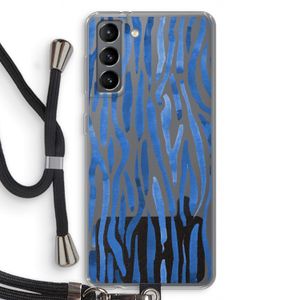 Blauwe nerven: Samsung Galaxy S21 Transparant Hoesje met koord