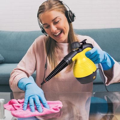Stoomreiniger Handheld 9-Delige Accessoireset en Veilig Ontwerp Stoomreiniging Geel