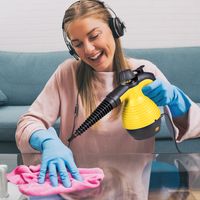 Stoomreiniger Handheld 9-Delige Accessoireset en Veilig Ontwerp Stoomreiniging Geel
