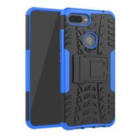 Schokbestendige PC + TPU Tire patroon Case voor Xiaomi Mi 8 lite met houder (blauw)