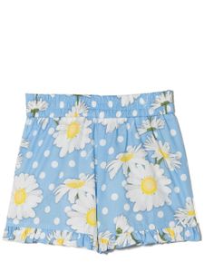 Monnalisa short volanté à fleurs - Bleu