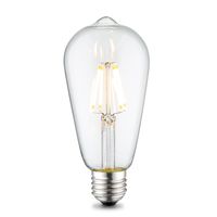 Edison Vintage LED filament lichtbron Drop - Helder - ST64 Deco - Retro LED lamp - 6.4/6.4/14cm - geschikt voor E27 fitting - Dimbaar - 4W 440lm 3000K - warm wit licht