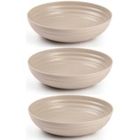 Set van 6x kommetjes/schaaltjes - Dessert/ontbijt - Kunststof - D22 cm - Taupe