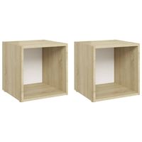 vidaXL Tv-meubelen 2 st 37x35x37 cm spaanplaat wit sonoma eikenkleurig