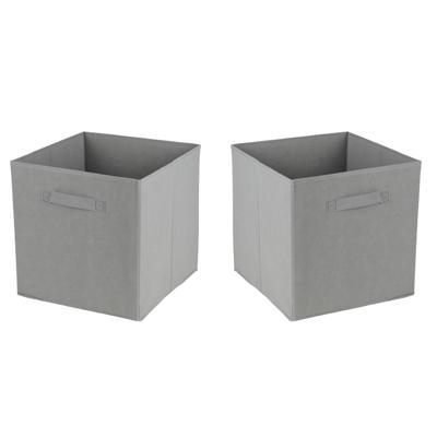 Opbergmand/kastmand Square Box - 4x - karton/kunststof - 29 liter - grijs - 31 x 31 cm