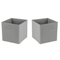 Opbergmand/kastmand Square Box - 4x - karton/kunststof - 29 liter - grijs - 31 x 31 cm
