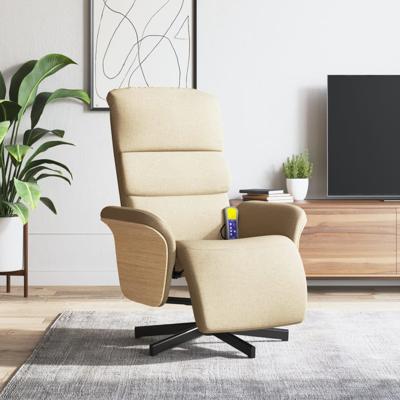 Fauteuil verstelbaar met voetensteun stof crmekleurig