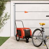 Hondenfietstrailer oxford stof en ijzer oranje en zwart - thumbnail