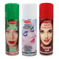 Set van 3x kleuren haarverf/haarspray van 125 ml - Groen, Rood en Wit