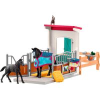 Horse Club - Paardenbox met merrie en veulen Speelfiguur - thumbnail