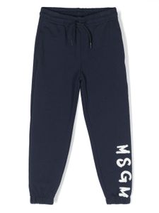 MSGM Kids pantalon de jogging en coton à logo imprimé - Bleu