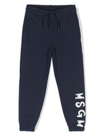 MSGM Kids pantalon de jogging en coton à logo imprimé - Bleu