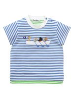 Familiar embroidered-design striped T-shirt - Bleu