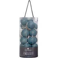 Lichtslinger/lichtsnoer met 20 decoratieve verlichte balletjes - blauw - 435 cm - stekker