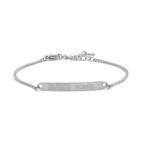 Gepersonaliseerde neusafdruk met eigen tekst bar armbanden - Stainless steel - Gourmet chain - Zilver