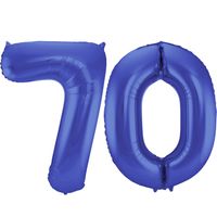 Grote folie ballonnen cijfer 70 in het blauw 86 cm - thumbnail