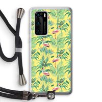 Flamingo party: Huawei P40 Transparant Hoesje met koord