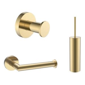 Sanisupply toiletaccessoires set rond geborsteld goud