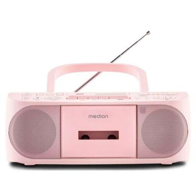 Radio CD K7 - MEDION - FM - 2x3W RMS - Roze