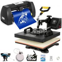 VEVOR Warmte Persmachine, 38 x 38 cm 5 in 1 Warmte Persmachine en 375 mm Vinyl Cutter Plotter, Snijplotter Machine met Signmaster, Snijplotter voor het Overbrengen van Afbeeldingen op T-shirtstassen