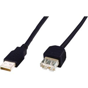 Digitus USB-kabel USB 2.0 USB-A stekker, USB-A bus 3.00 m Zwart AK-300202-030-S