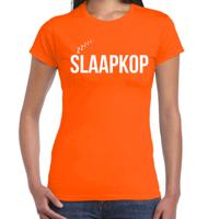 Slaap T-shirt voor dames - oranje - slaapkop - pyjama party shirt - slaap party
