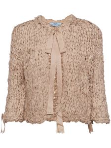 Prada cardigan en soie à col lavallière - Marron