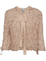 Prada cardigan en soie à col lavallière - Marron