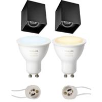 Philips Hue Opbouwspot Set GU10 - Mat Zwart - Kantelbaar - White Ambiance - Bluetooth - 90mm