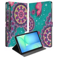 Samsung Galaxy Tab S10 FE Plus Tablet Hoesje Cirkels en Vlinders met Standaard Samsung Galaxy Tab S10 FE Plus Tablet Hoesje Cirkels en Vlinders met Standaard